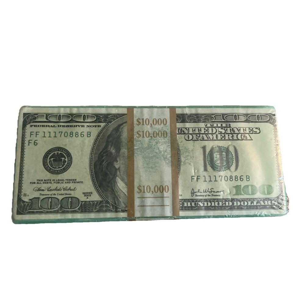 100 Dollar Bill Candle Gag Gift Money Funny White Elephant 6" 3 Wick
